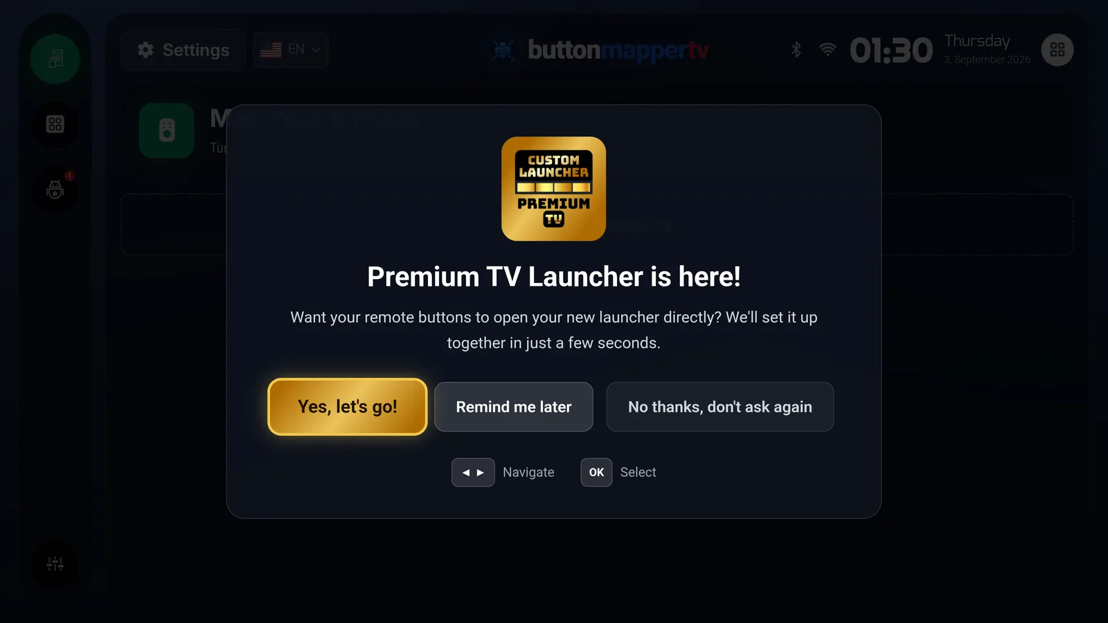 Button Mapper TV — Premium TV Launcher is here! Yes, let's go