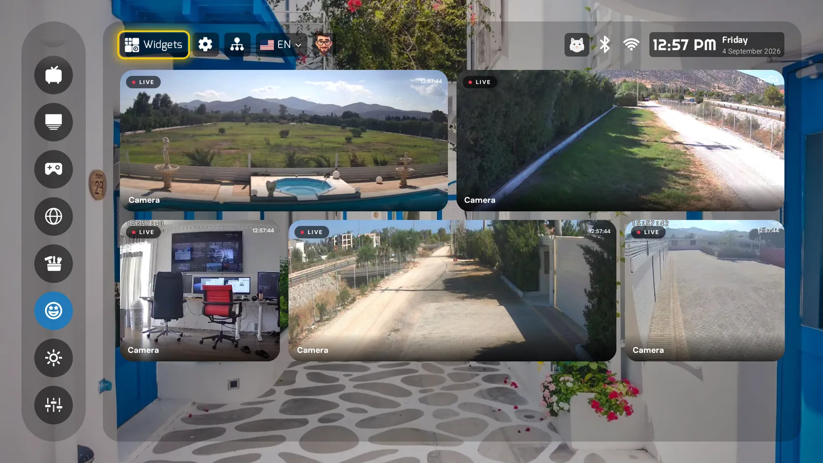 Live cameras on the home screen