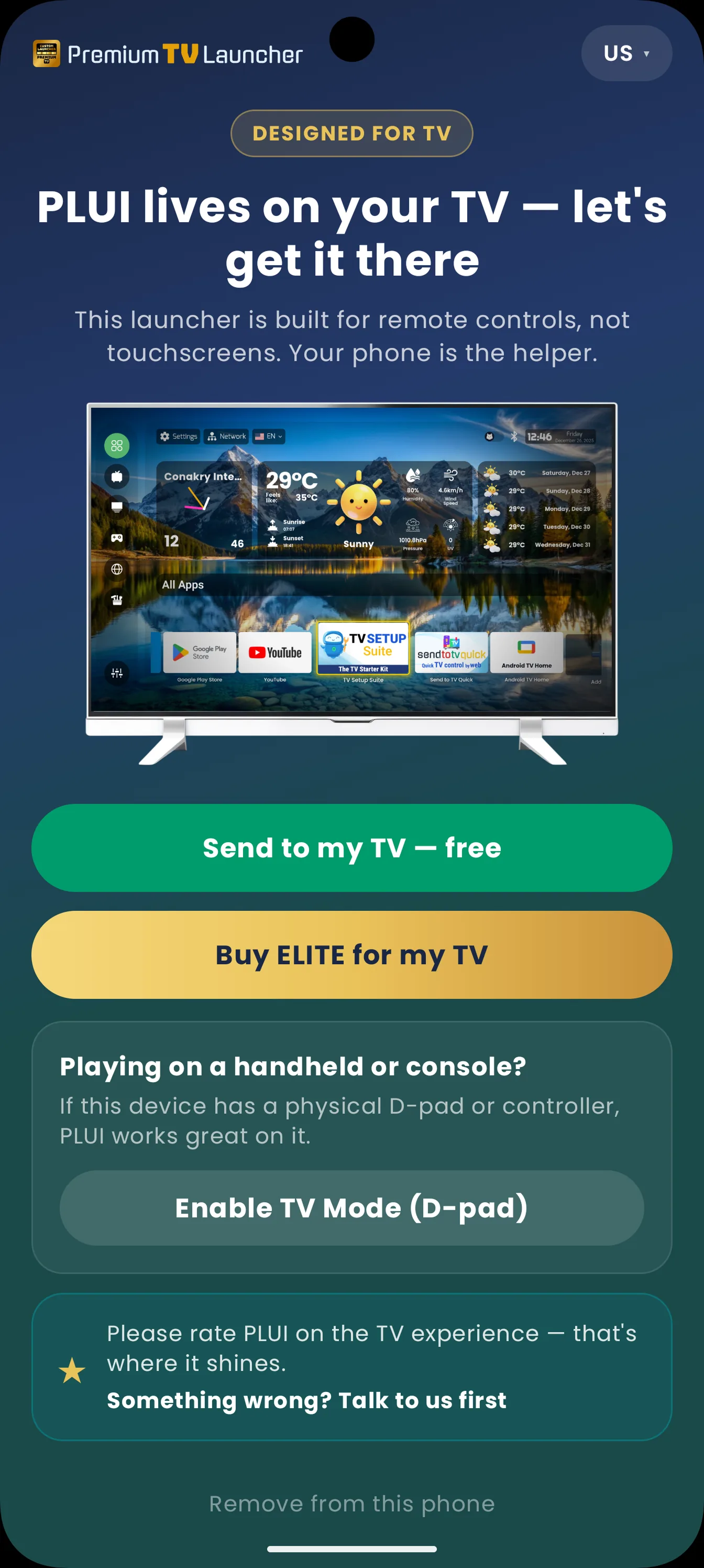 PLUI companion screen on a phone