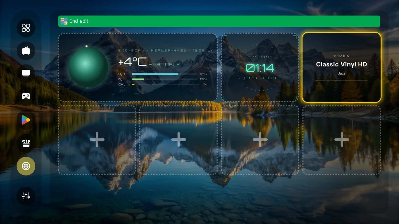 Widget dashboard in edit mode